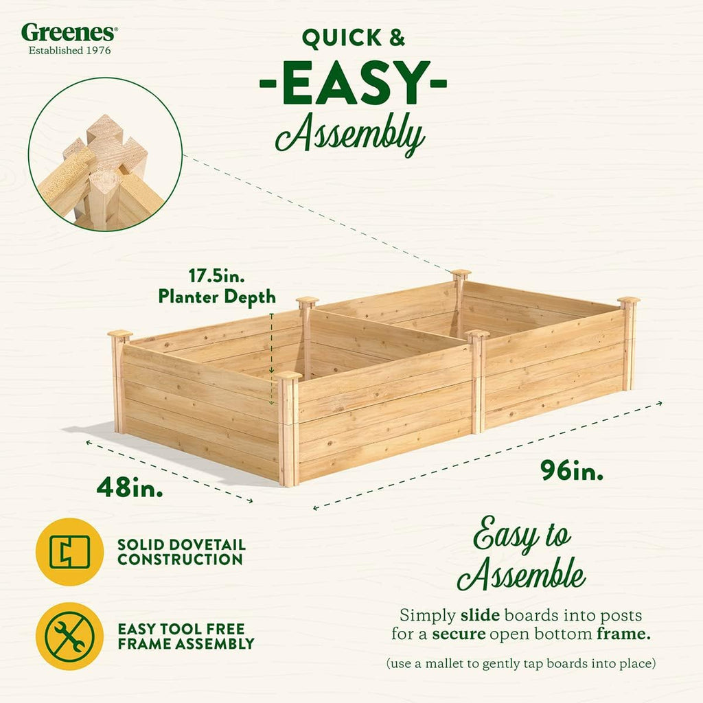 Premium Cedar Raised Garden Bed, 4' x 8' x 17.5" (3/4" Thick) - Made in USA with North American Cedar