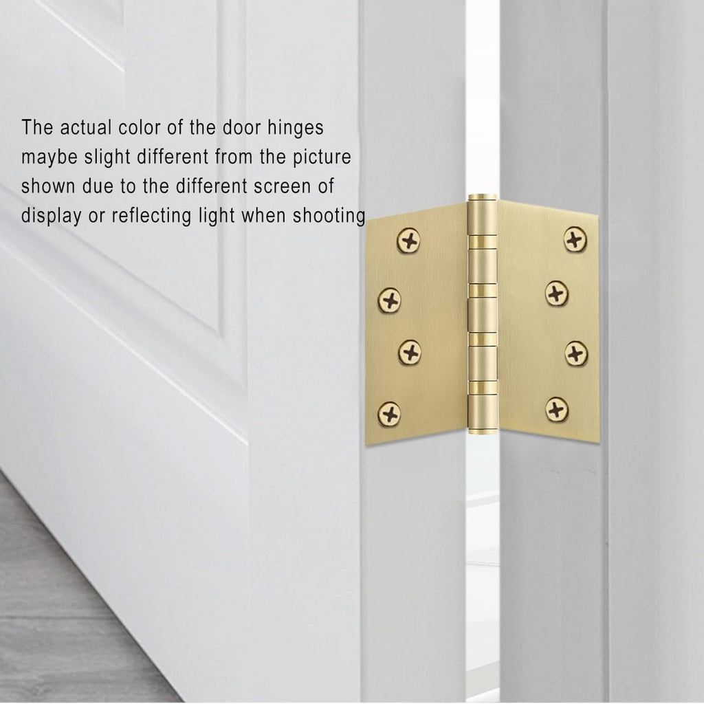 6 Pack Stainless Steel 4'' Door Hinges for Exterior & Interior Doors, 4in x 4in Heavy-Duty Ball Bearing Door Hinges