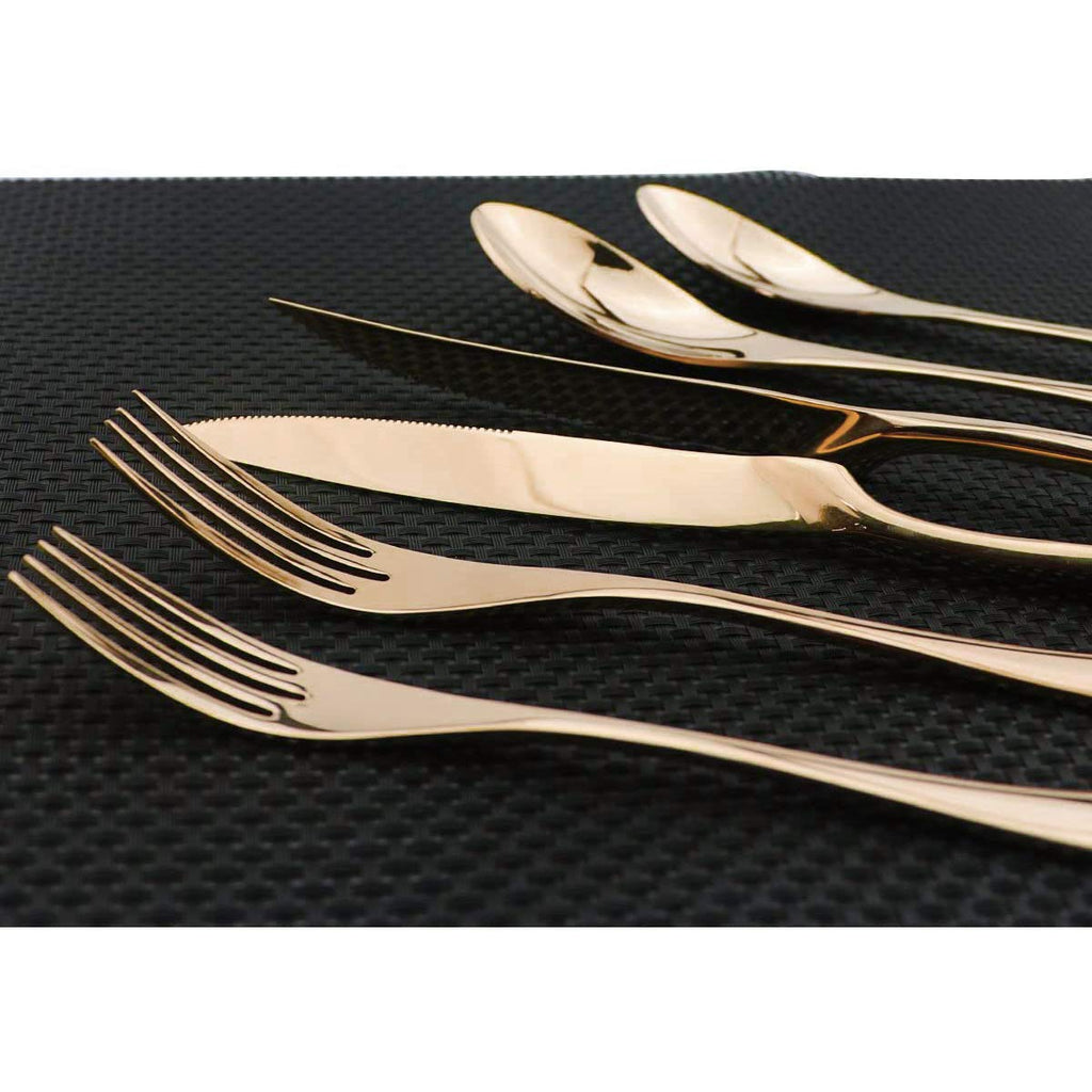 18/10 Stainless Steel Mirror Polished Copper Flatware Set,Dishwasher Safe,Service for 4