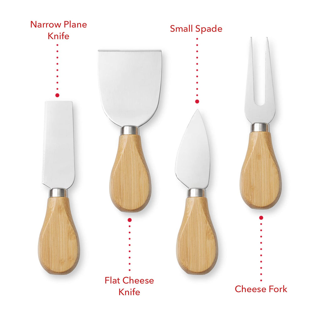 Bamboo Cheese Board and Knife Gift Set, Wooden Charcuterie Board Meat and Cheese Platter for Entertaining