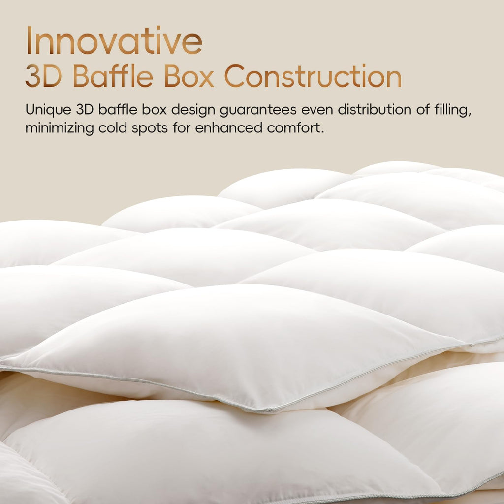 Luxury Goose Feather Down Comforter California King Size - 1600 TC/DM Cotton Blend Medium Warmth Duvet Insert for All