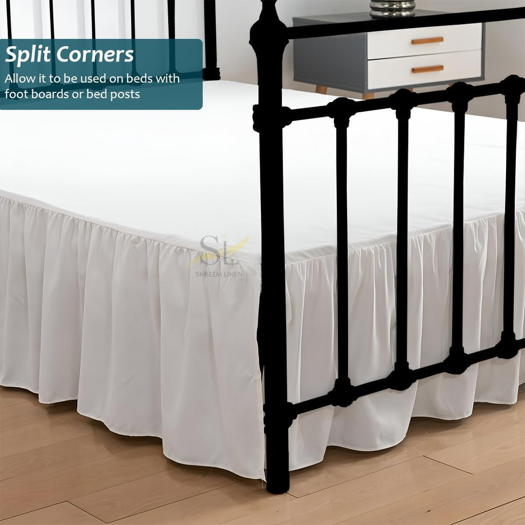 Ruffled Bed Skirt with Split Corners, Gathered Style, 100% Microfiber, 15-Inch Drop, Dust Ruffle Bedskirt with
