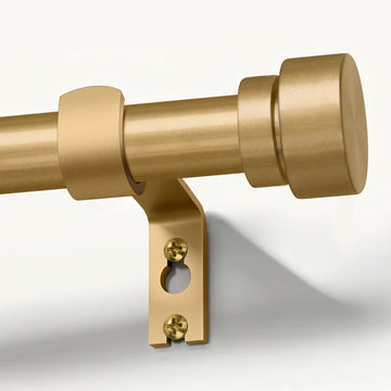Gold Heavy Duty Curtain Rods for Windows 66 to 120 Inches Adjustable Length 1" Diameter Brass Curtain Rod with Modern