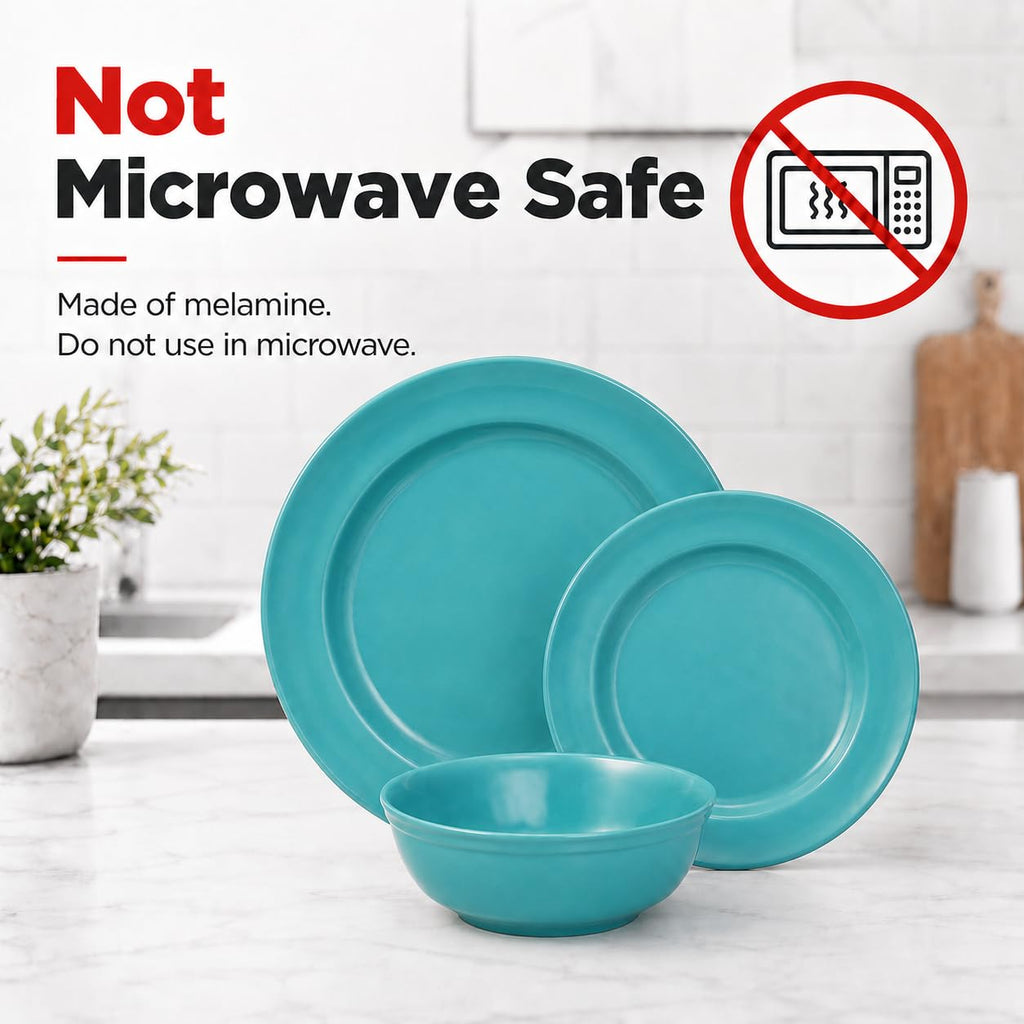 TP 18-Piece Dinnerware Set, Melamine Dishes Set with Bowls and Plates, Service for 6, Non-breakable Lightweight