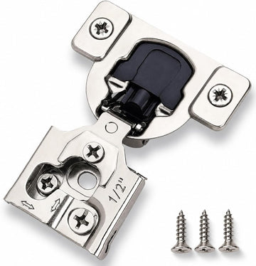 50 Pack Soft Close Cabinet Hinges - 1/2" Overlay Doors, Slow Self-Closing Concealed Hidden Hinges for Face Frame