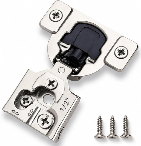 50 Pack Soft Close Cabinet Hinges - 1/2" Overlay Doors, Slow Self-Closing Concealed Hidden Hinges for Face Frame