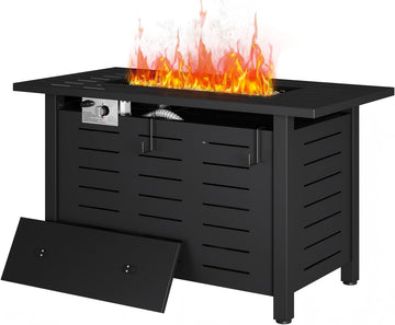 41 Inch Propane Fire Pit - 50,000 BTU Gas Fire Pit Table with Removable Lid & Lava Rocks