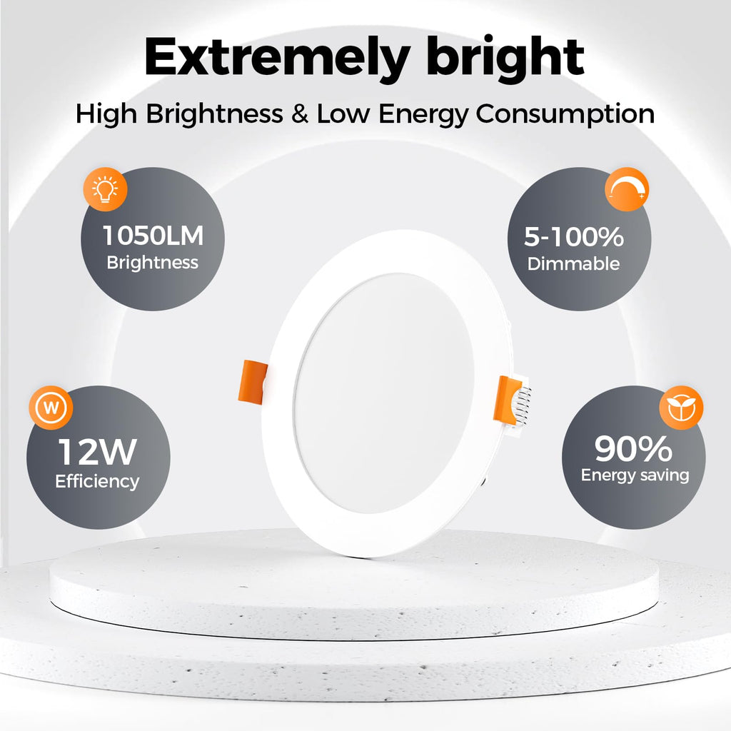 12 Pack 6 Inch 5CCT LED Canless Recessed Ceiling Light
