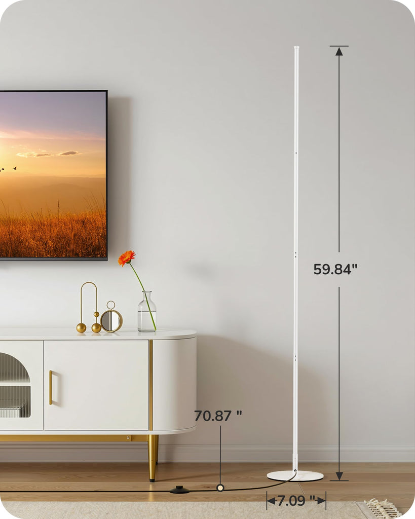59.84" LED Corner Floor Lamp, 3000K & Stepless Dimmable, White