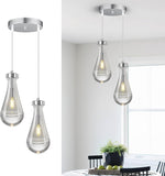 Raindrop Pendant Lights Kitchen Island Teardrop Chrome Hanging Light Fixtures Clear Solid Glass Pendant Light Modern Chandeliers for Dining Room Porch Corridor Living Room (2-Light) A121-B0DNDNPR3C