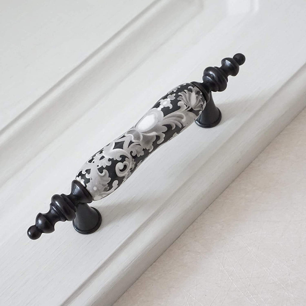 6 Pack Ceramic Drawer Pull Dresser Cabinet Pull Handle (6, 3" hole centers)