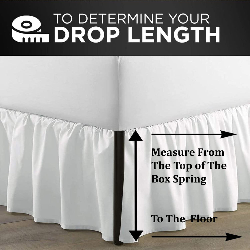 Twin Ruffled Bed Skirt, Split Corners, 16" Drop, White