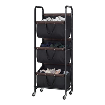 3 Tiered Laundry Sorter, Narrow Hamper Cart with Wheels
