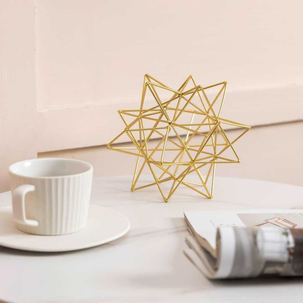 Metal Geometric Table Top Decor, 3D Metal Geometric Sculpture