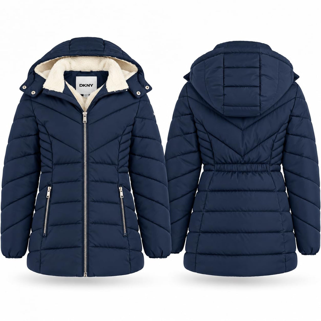 Girls Winter Jacket, Kids Anorak Sherpa Lined Hooded Puffer Coat