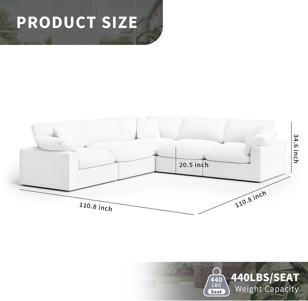 Cloud Modular Sectional Sofa, Oversized Convertible Modular Cloud Couch, Down Feather Filled Sectional Sofa Comfy Upholstered Deep Seat Couches for Living Room, Sofa Covers Washable & Replaceable A124-B0DJ7BTQYB