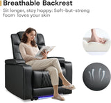 ANJ Power Recliner Chair with USB Port, Electric PU Leather Home Theater Seating for Living Room