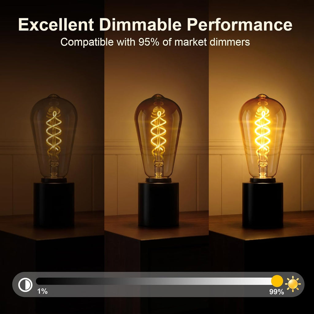 ST64 Edison Bulb E26 Dimmable, 6W Vintage LED Warm Light Bulbs