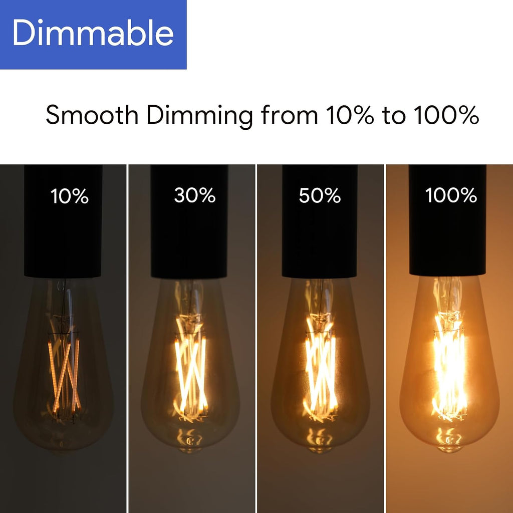 ST19 Filament Amber Glow Vintage Edison Light Bulb Filament Bulb 5W with Amber Glass, 90+ High CRI, Dimmable 2200K