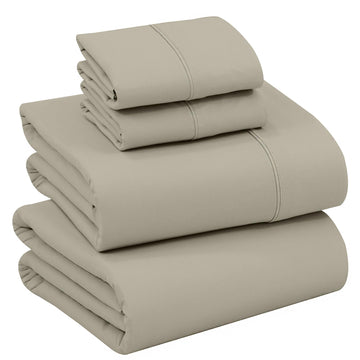 100% Cotton California King Sheets, Percale Sheet Set, Taupe