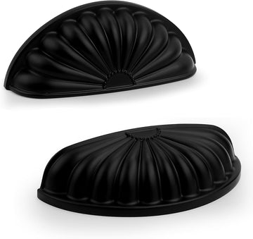 5 Pack Matte Black Cabinet Cup Pulls,3 Inch(76mm) Hole Centers Vintage Drawer Pulls Kitchen Hardware Drawer Dresser
