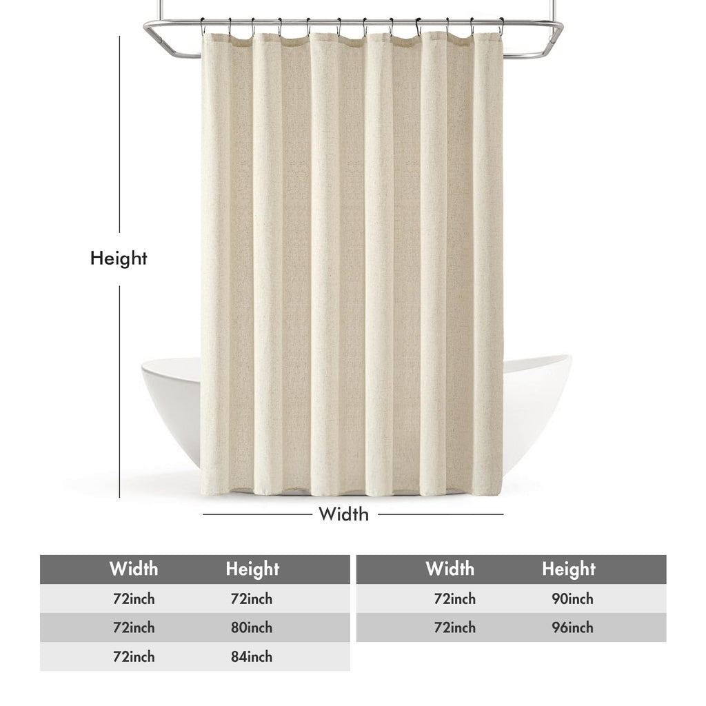 W72*L84 Extra Long Linen Natural 12 Metal Hooks