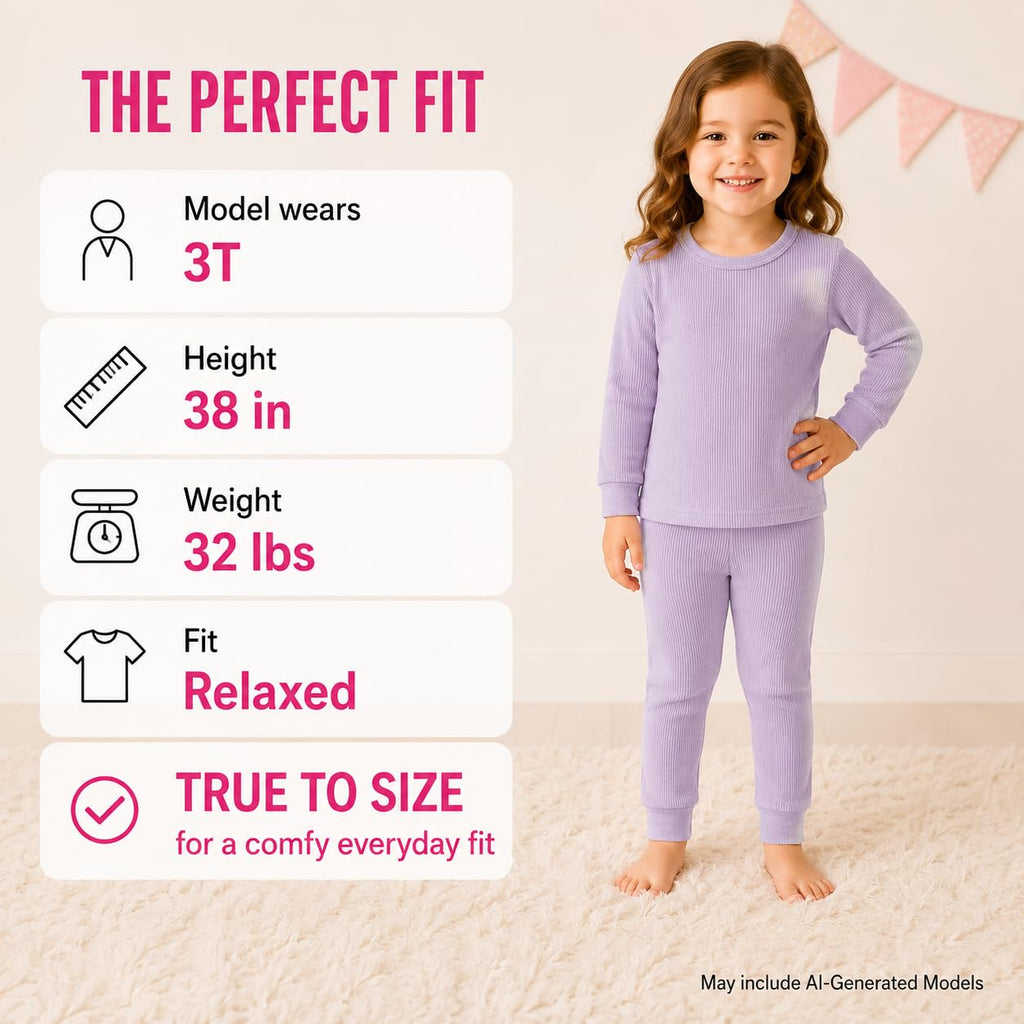 Toddler Baby Girls 4 Piece Thermal Top & Bottoms Set ( - )