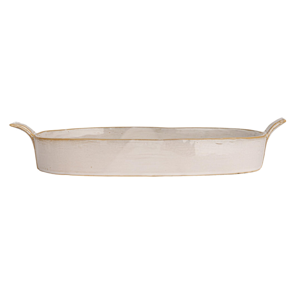 Classic Elegance Stoneware Baker with Handles, White