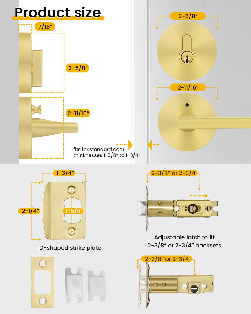 Matte Black Exterior Door Handle with Deadbolt and Privacy 1Pack