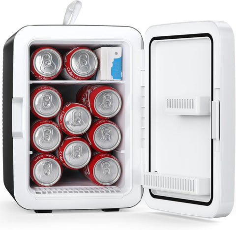 Compact Mini Fridge, 10L Portable Small Refrigerator, 2.6 Gal Mini Fridge with AC/DC Adapters, Small Cosmetics Cooler