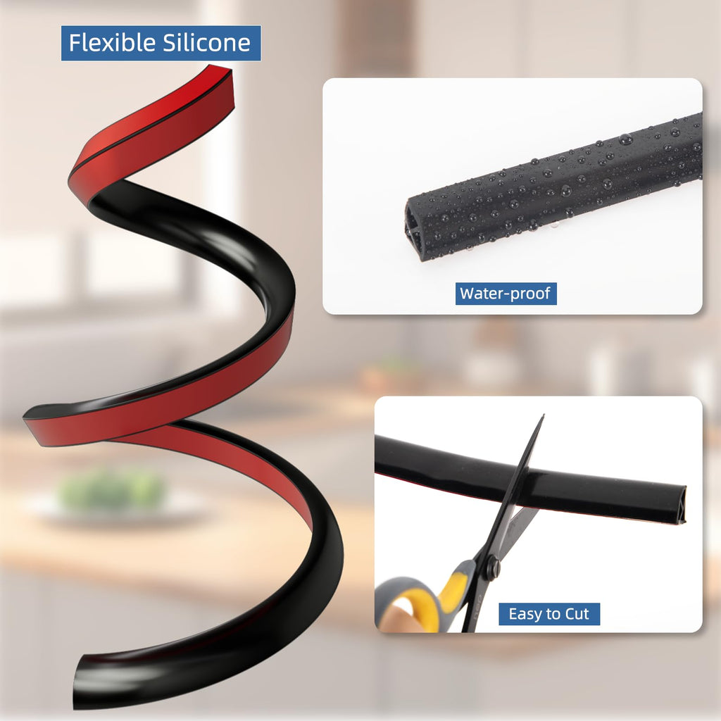 472"Flexible Quarter Round Molding Bendable Peel and Stick Trim,Black