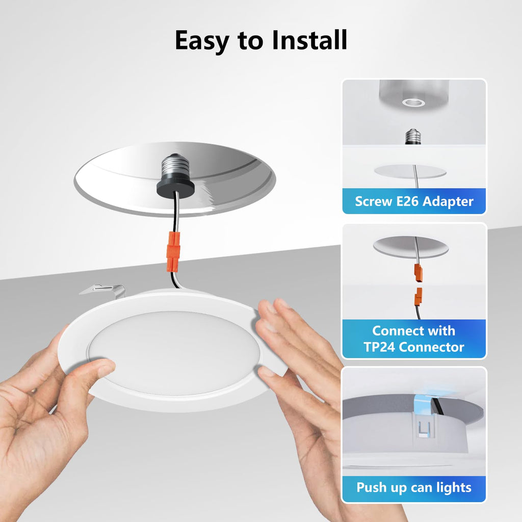 4 Inch Recessed Lights, 5CCT LED Can Lights, Dimmable, 12 Pack,White