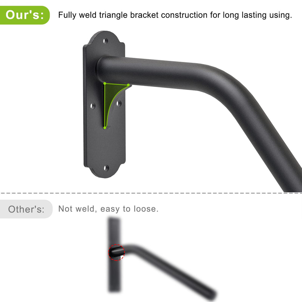 Fully Welded Wall Mount Handrail Iron Handrail for Outdoor Steps