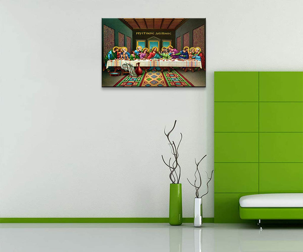 Last Supper Wall Decor Framed Jesus Wall Art Leonardo Da Vinci Poster Paintings of The Last Supper of Jesus Christian