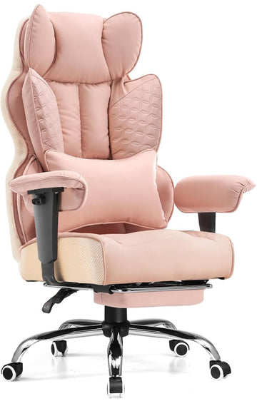Big and Tall Gaming Chair 400lbs Heavy Duty Office Chair with Foot Rest & Ergonomic Pocket Spring Lumbar Support