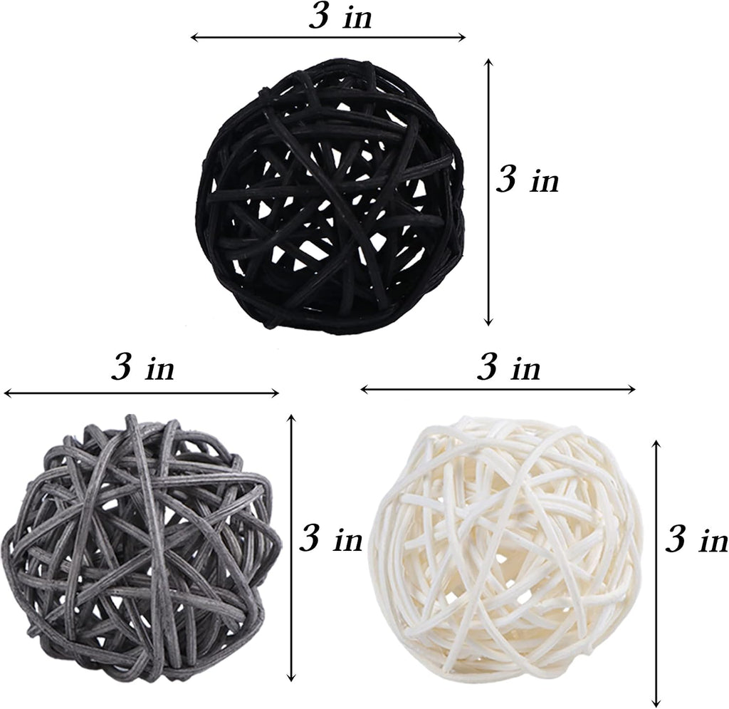 Inch Wicker Balls Decorations, Rattan Balls Decorative Decor DIY Vase Bowl Filler Ornament Baby Room Nursery - Set of 9