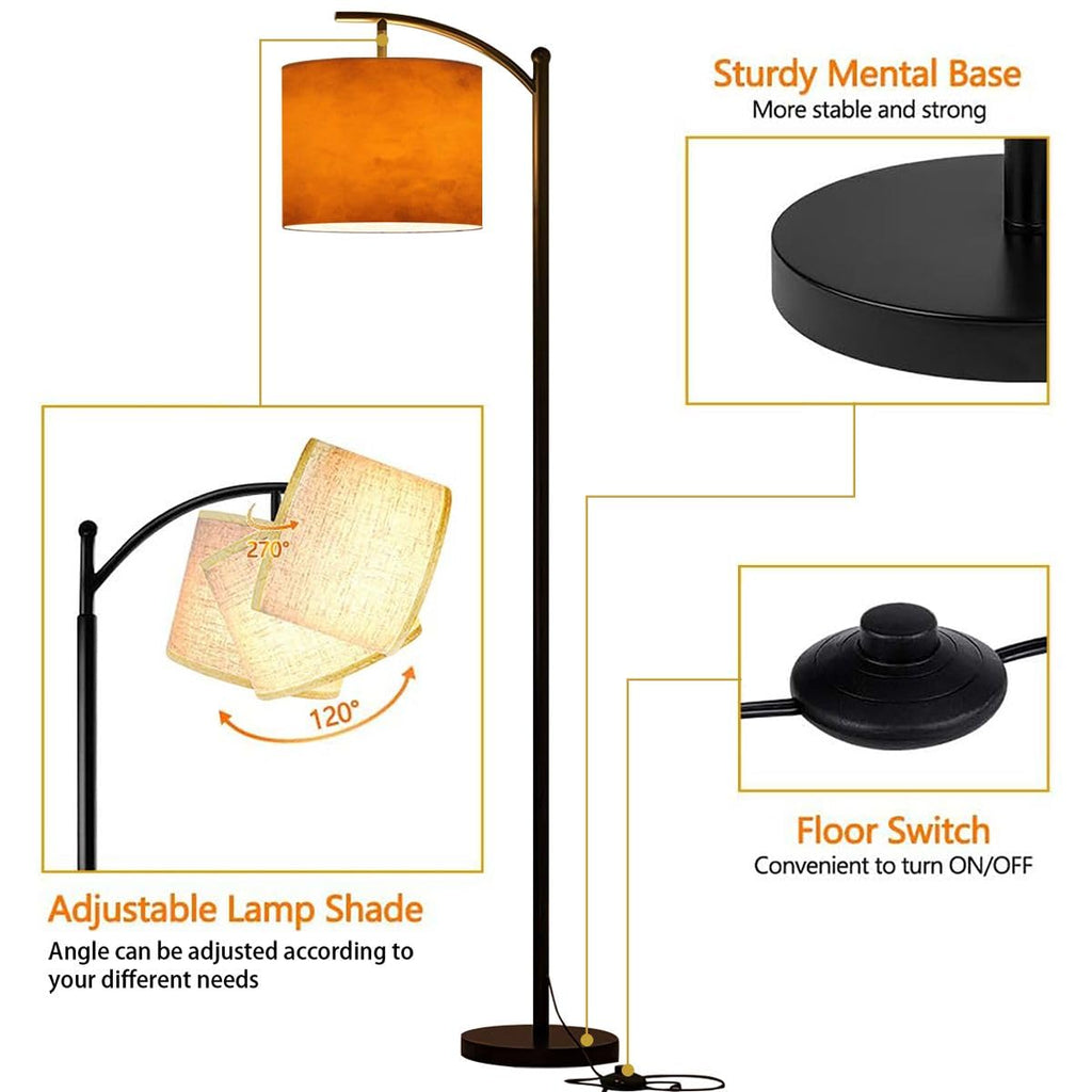 Arc Floor Lamp Orange autumn old watercolor texture painted marbled vintage grunge Modern Tall Standing Lamp Dimmable