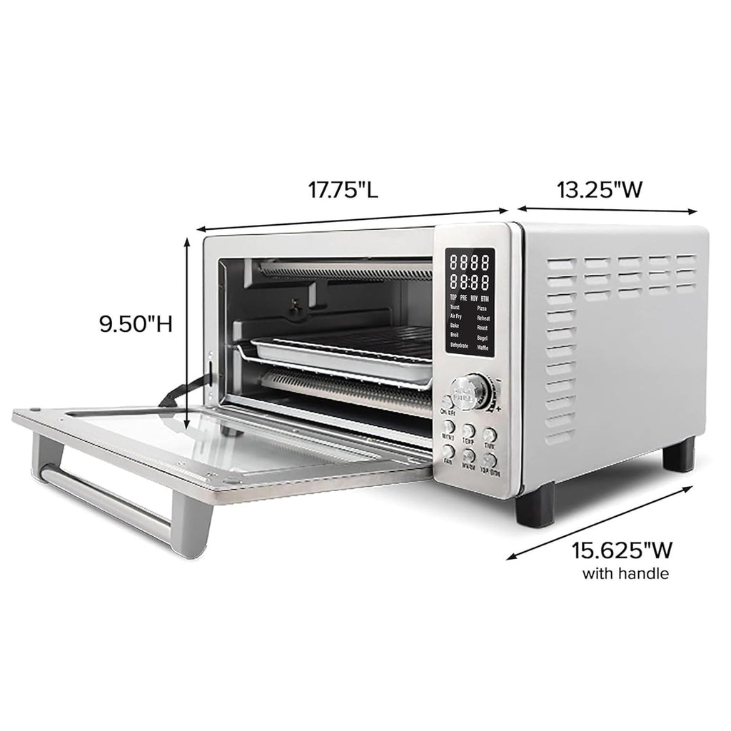 Bravo Air Fryer Toaster Smart Oven, 10-in-1 Countertop Convection, 1800 Watts, 21-Qt Capacity, 50°-450°F Temp Controls