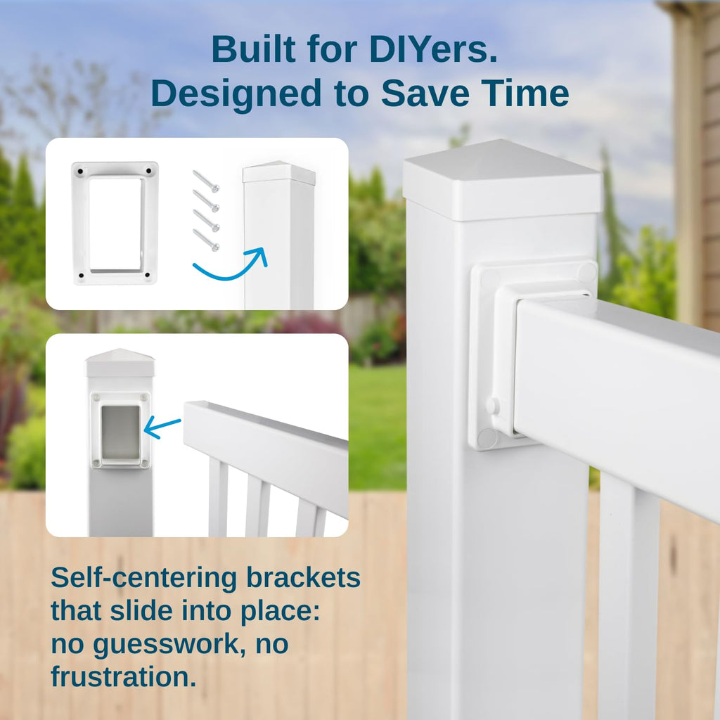 Greenwich Porch and Deck Railing Kit - Vinyl Railing for Stairs on Decks, Porches, Balconies, and More, Versatile DIY