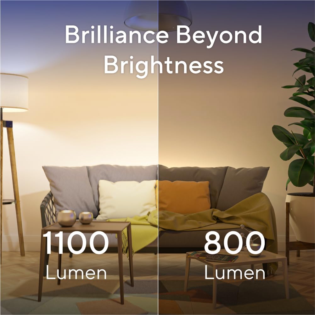 A19 Smart Light Bulbs, 1100 Lumen, 90+CRI Matter & Bluetooth, 4 Pack