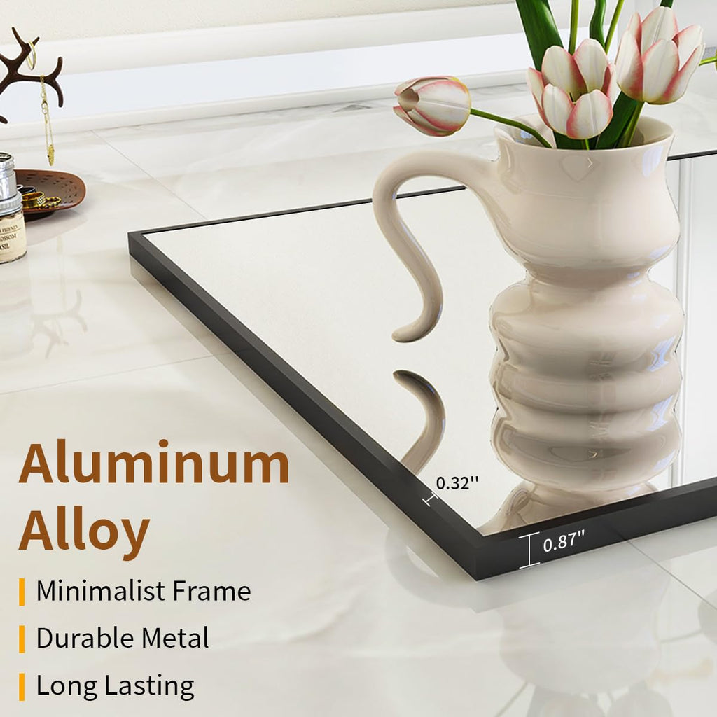 Oversized Full Length Mirror, 71" x 30" Floor Mirror with Stand, Aluminum Alloy Frame Full Body Mirror, Standing