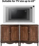 Solid Wood Sideboard with Adjustable Feet, 2 Shelves Storage Cabinet with Double Doors