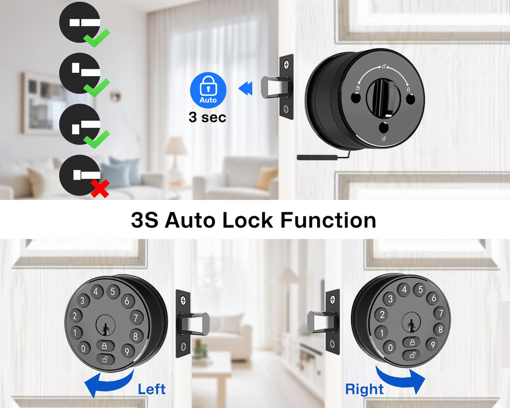 Keyless Entry Deadbolt Door Knob with Keypad for Front Door, Black