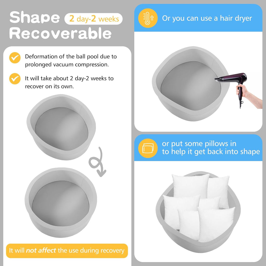 Foam Ball Pit, 35.4"x 11.8" Ball Pits for Toddlers-Grey