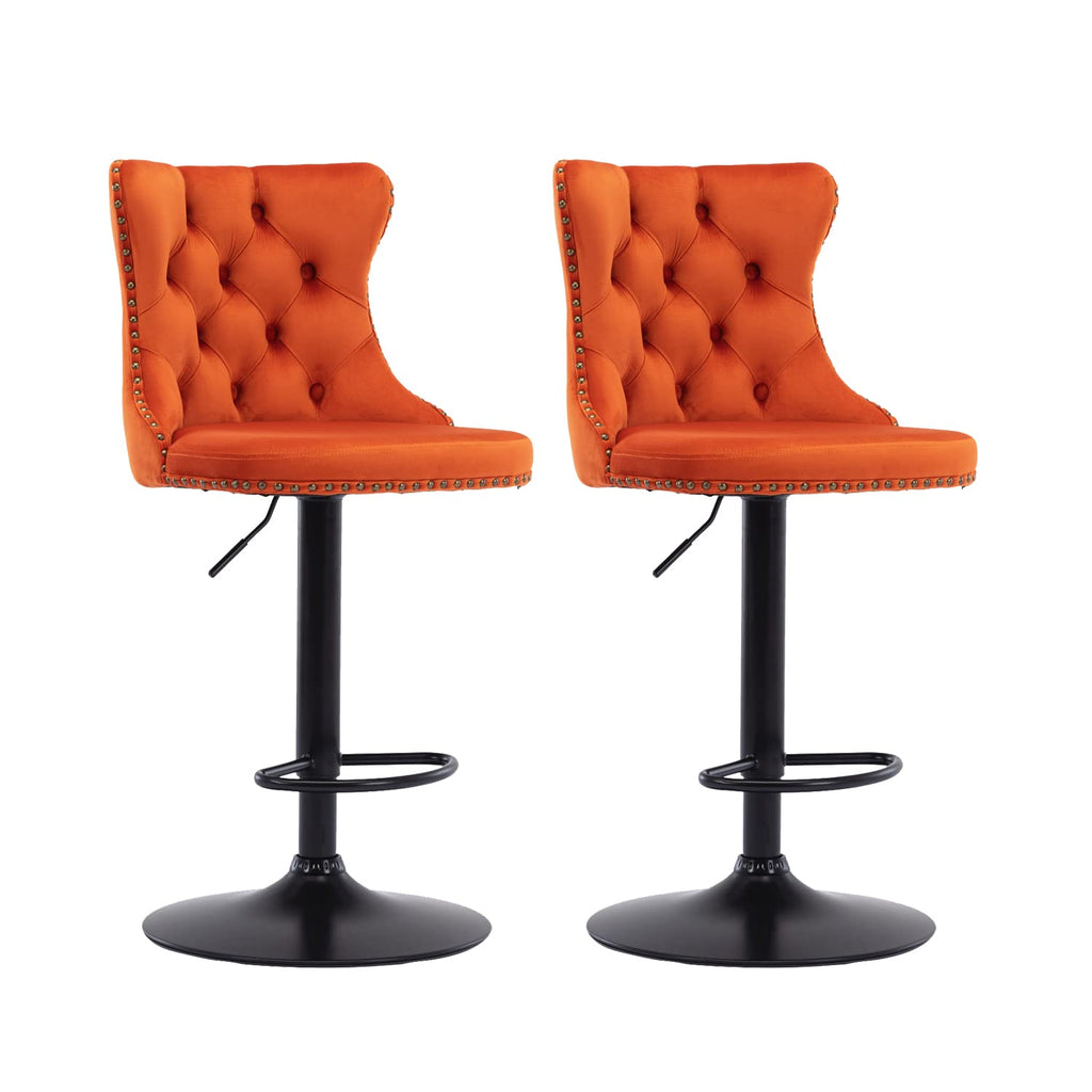 Swivel Bar Stools Set of 4, Adjustable Barstools with Back Velvet Tufted Counter Stools Modern Upholstered Bar Chairs