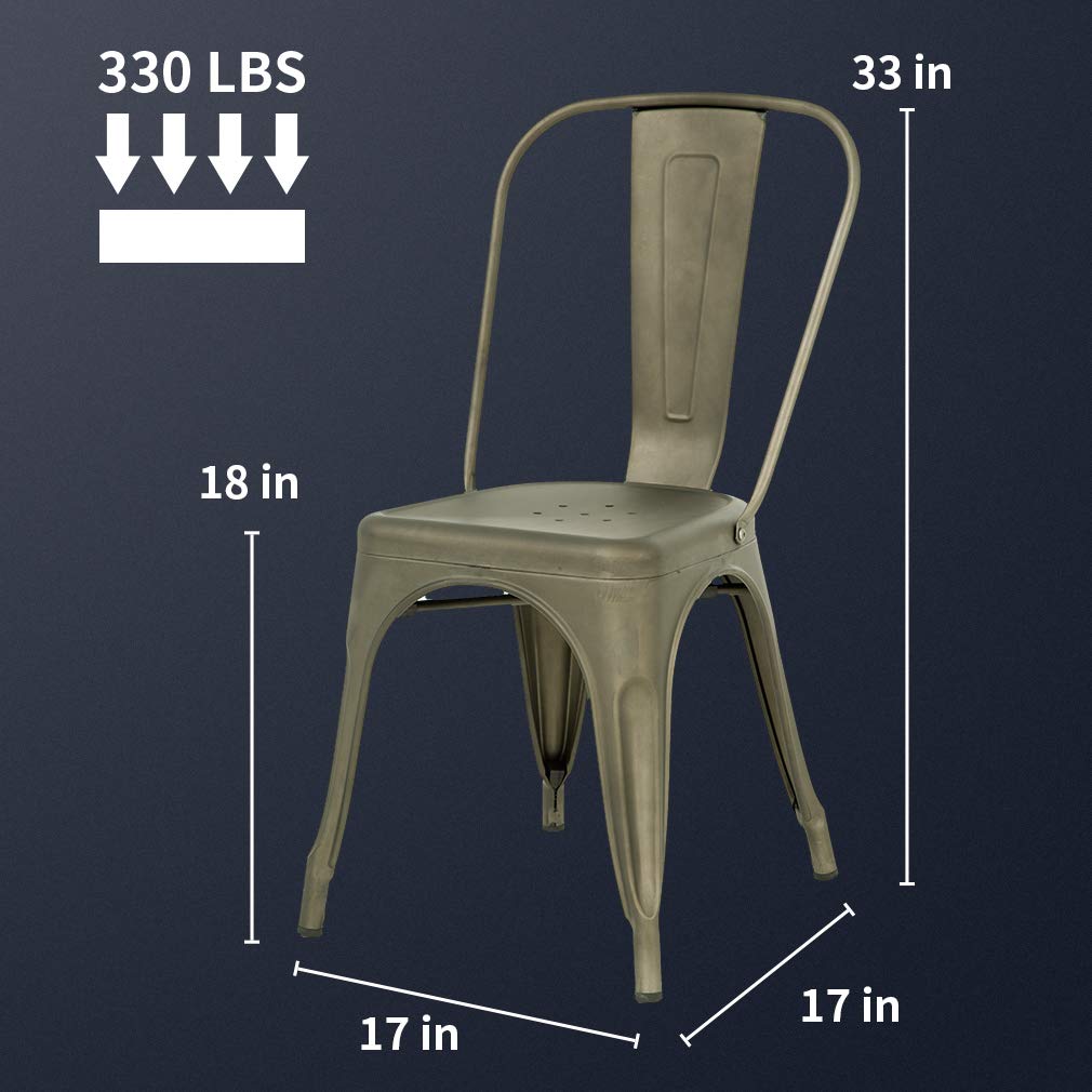 Metal Dining Chairs Set of 4, Stackable, 18 Inch Seat Height