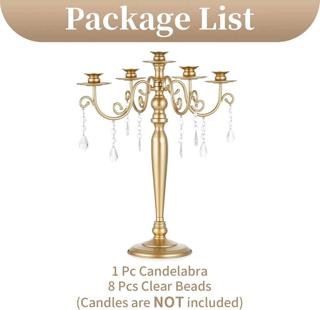 Gold Candelabra Candle Holder: 5 Arm Candelabras Centerpiece Table Decorationsandleholders for Dining Table