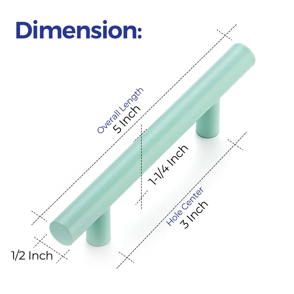 Cabinet Handles,5" Length,3" Hole Center,Green,35 Pack