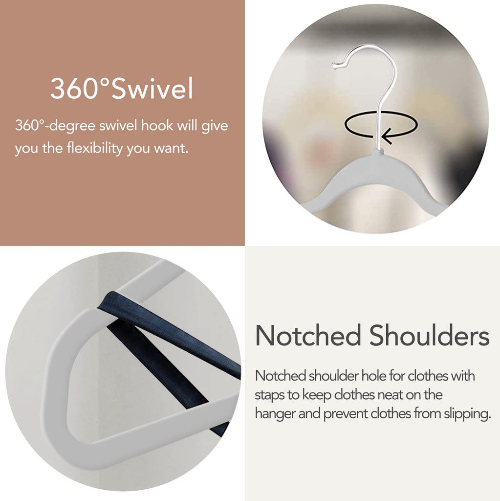 50 Pack Slim Plastic Clothes Hangers Grey