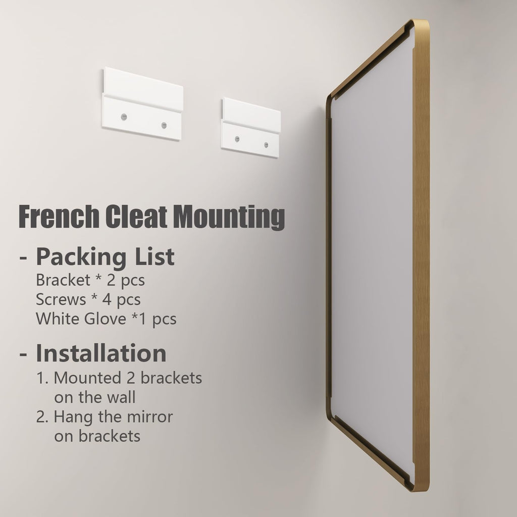 48x40 Inch Brushed Gold Bathroom Vanity Mirror